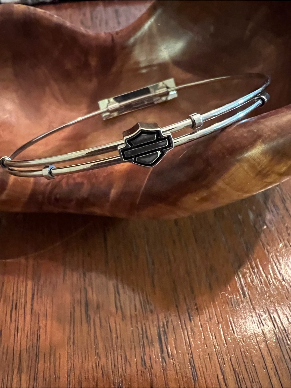 Harley Davidson Sterling Silver Double-Band Icon Accent Bracelet - Silver
